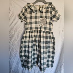 Checkered Green and White Kids Dress